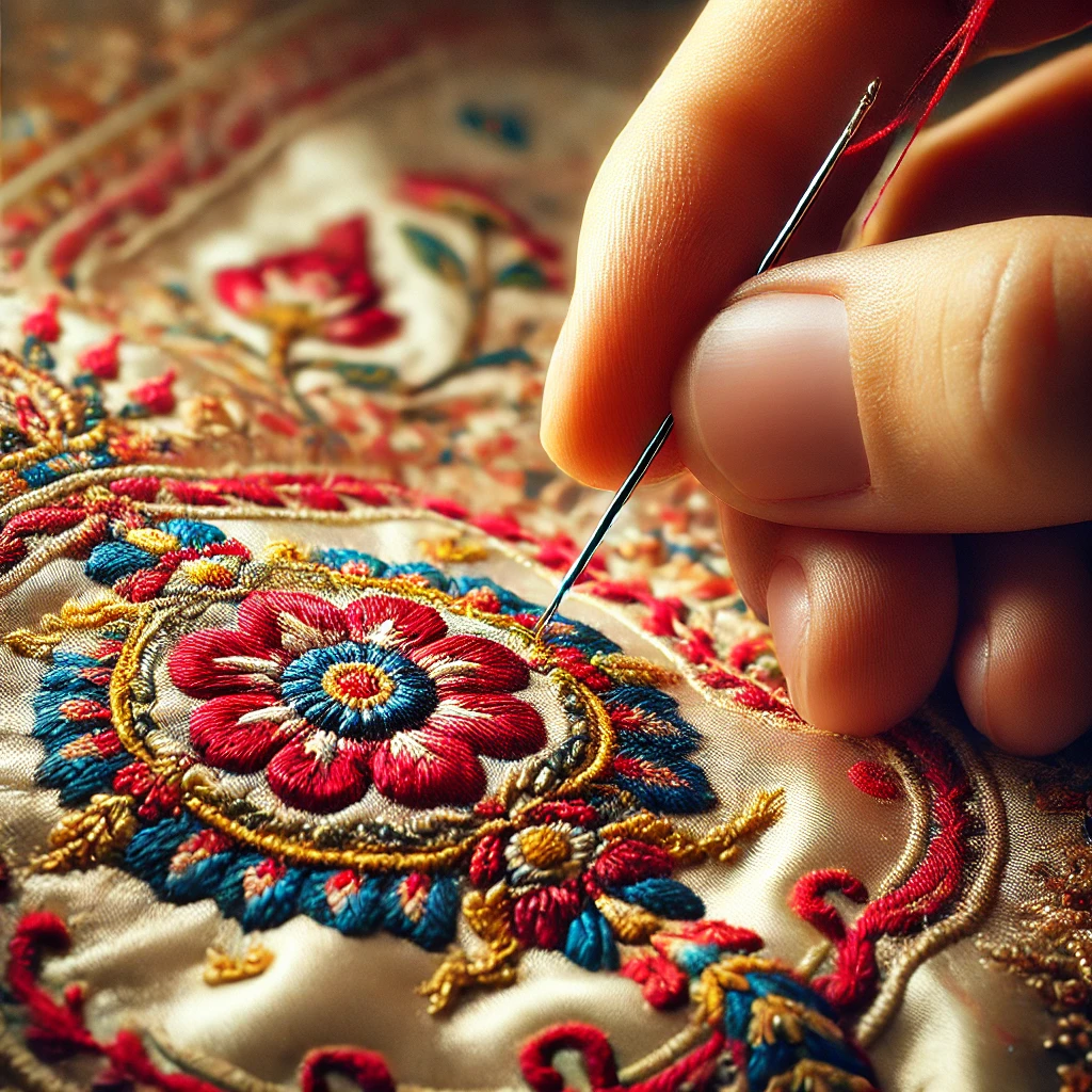 Sozni embroidery (Also known as Sozan Kaari) is a delicate art form that enhances the beauty of Kashmiri textiles. Delicate patterns inspired by nature are hand-embroidered with fine needles and threads representing the patience and precision of Kashmiri artisans.