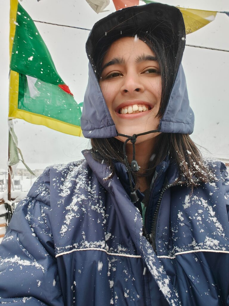 This is me enjoying in snow in Keylong, Lahaul valley, Himachal Pradesh.