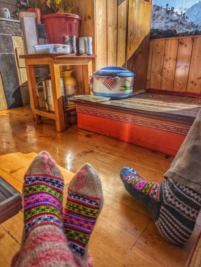 A heartfelt gift from Mrs. Palmo at Khandroling Homestay – handwoven woolen footwear, a true symbol of warmth and Himalayan hospitality.