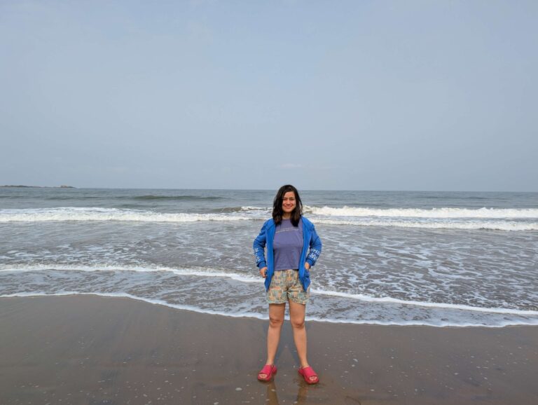 This is a picture of me while standing on peaceful Talashil beach, in Malwan, Maharashtra