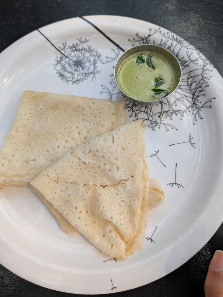 Ghavane with coconut chutney for breakfast – light, simple, perfect.