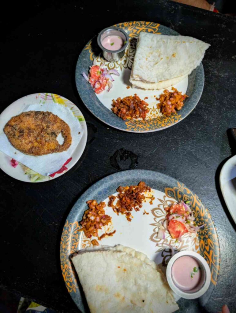 Javala( dried fish) chutney along with surmai fry and Bhakri